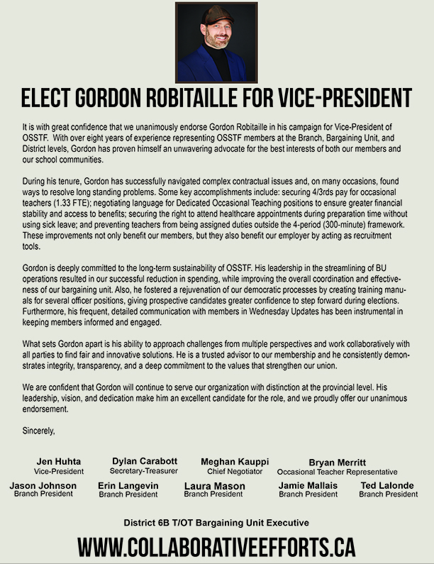 image of Gordon Robitaille vice president elections poster